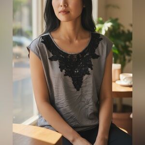 The Limited Blue Crochet Blouse Size Medium